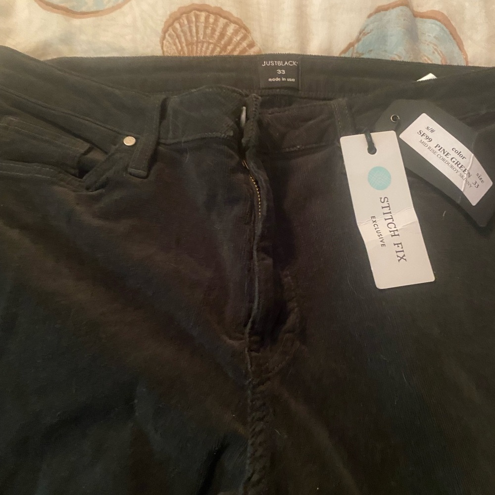 NWT just black brand Pine Green mid rise corduroy skinny